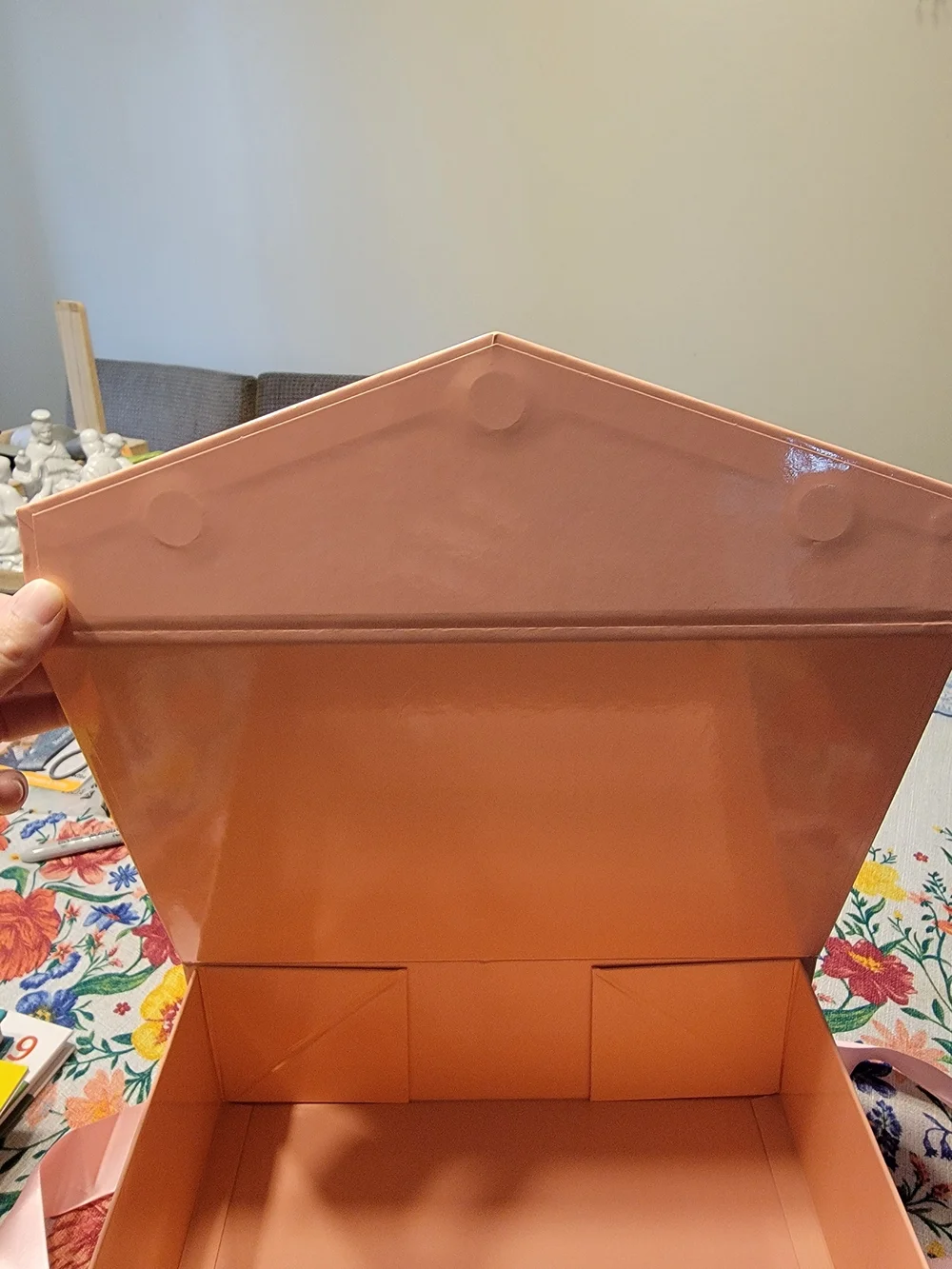 Baby Pink Magnetic Top Gift Box With Ribbon